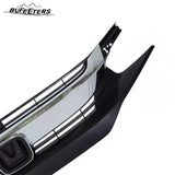 BUFEETERS  6PCS Front Bumper Upper Lower Grille w/ Fog Light Covers Fit For 2016 2017 2018 Honda Civic Sedan,Factory Style,Chrome&Black