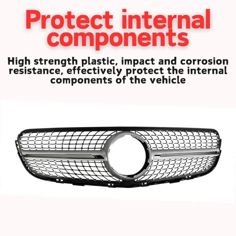 BUFEETERS Chrome Diamond Front Grille Fit For 2015-2019 Mercedes Benz X253 GLC300 GLC43