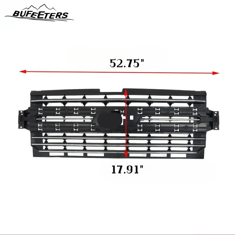 BUFEETERS Front Bumper Upper Grille W/Chrome Trim Fit For 2019 2020 2021 Chevy Silverado 1500,Horizontal Billet Style,Chrome&Black