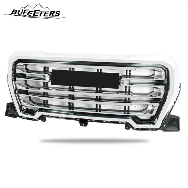 BUFEETERS Front Bumper Upper Chrome Grille Fit For 2019 2020 2021 GMC Sierra 1500 SLT,Mesh Style