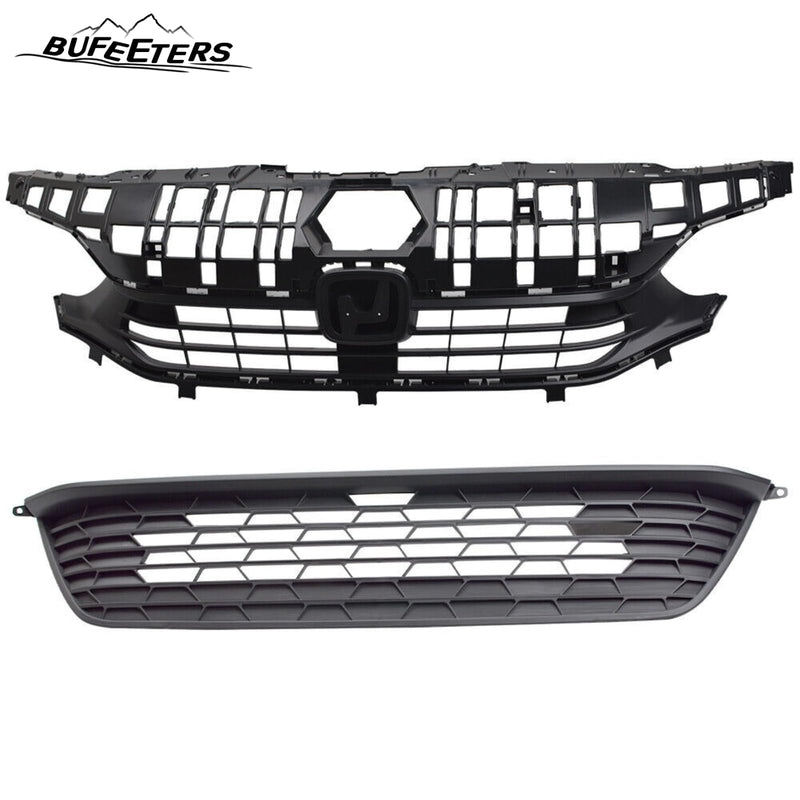 BUFEETERS  17PCS Front Grille/LED Fog Lamp/Headlight Trim/Bracket Fit For 2022 2023 Honda Civic Sedan,Factory Style,Black