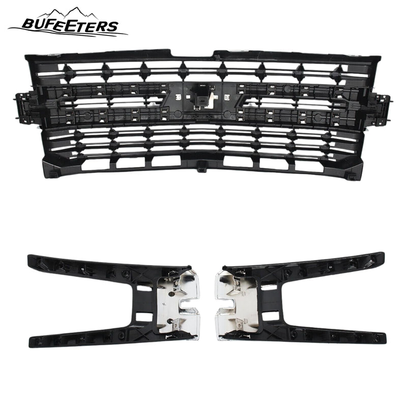 BUFEETERS Front Bumper Upper Grille Fit For 2019 2020 2021 Chevy Silverado 1500,Factory Style,Chrome&Matte Black