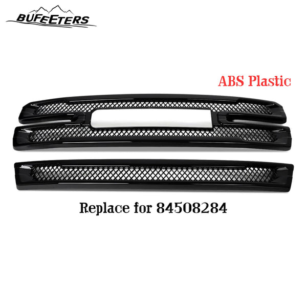 BUFEETERS Front Bumper Grille Covers Grill Overlay Fit For 2019 2020 2021 GMC Sierra 1500 SLT AT4,Factory Style,Gloss Black