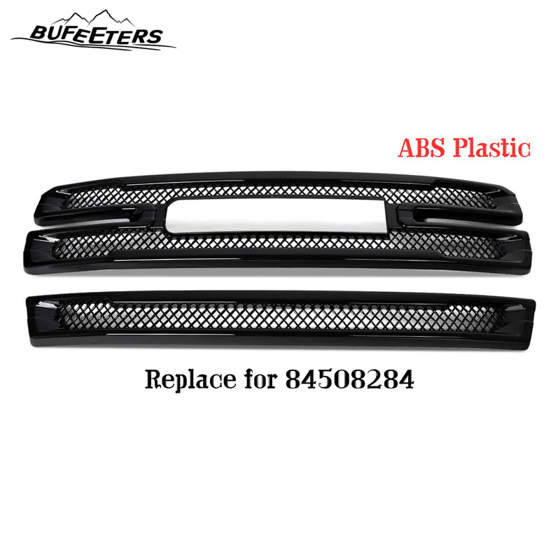 BUFEETERS Front Bumper Grille Covers Grill Overlay Fit For 2019 2020 2021 GMC Sierra 1500 SLT AT4,Factory Style,Gloss Black