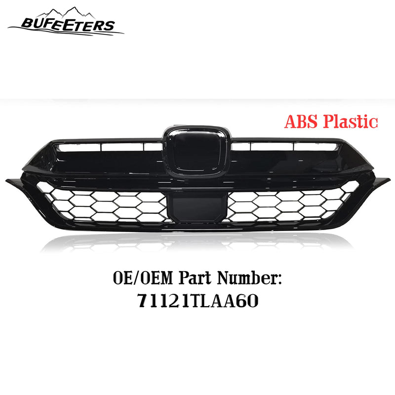 BUFEETERS Front Upper Grille Assembly Fit For 2020 2021 2022 Honda CR-V CRV,Honeycomb Style,Gloss Black