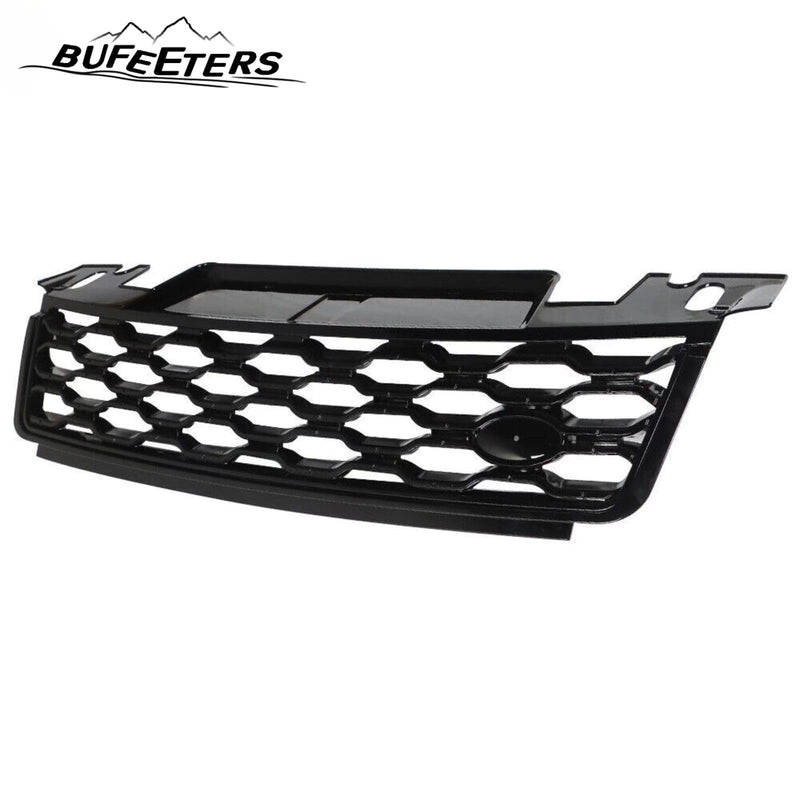 BUFEETERS Front Bumper Upper Grille Fit For 2018 2019 Range Rover Sport L494,Mesh Style,Full Gloss Black