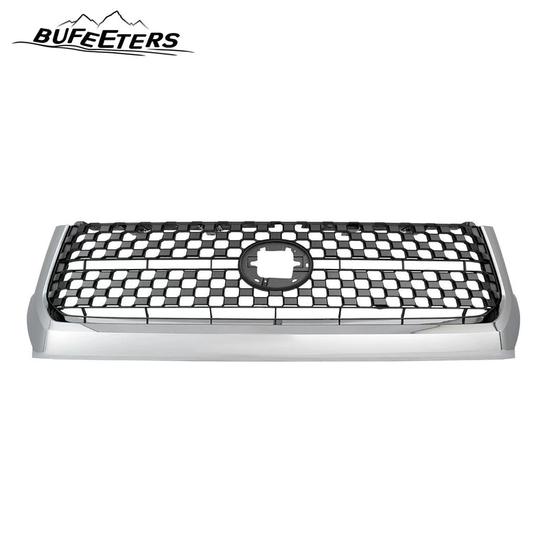 BUFEETERS Front Upper Grille & Hood Bulge Fit For 2014 2015 2016 2017 2018 2019 2020 Toyota Tundra,Honeycomb Style,Chorme&Black
