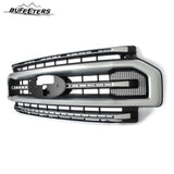 BUFEETERS Front Bumper Upper Grille Fit For 2020 2021 2022 F-250 F-350 Super Duty,Platinum Style,JS Iconic Silver&Black