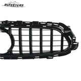 BUFEETERS  Front Bumper Upper Grille w/Camera Hole Fit For 2021 2022 Mercedes Benz W213 E350 E450,GT/Panamericana Style,Chrome&Black