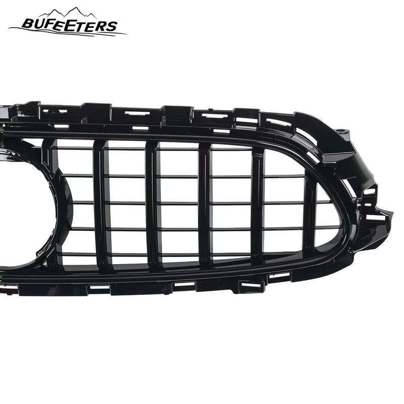 BUFEETERS  Front Bumper Upper Grille w/Camera Hole Fit For 2021 2022 Mercedes Benz W213 E350 E450,GT/Panamericana Style,Chrome&Black