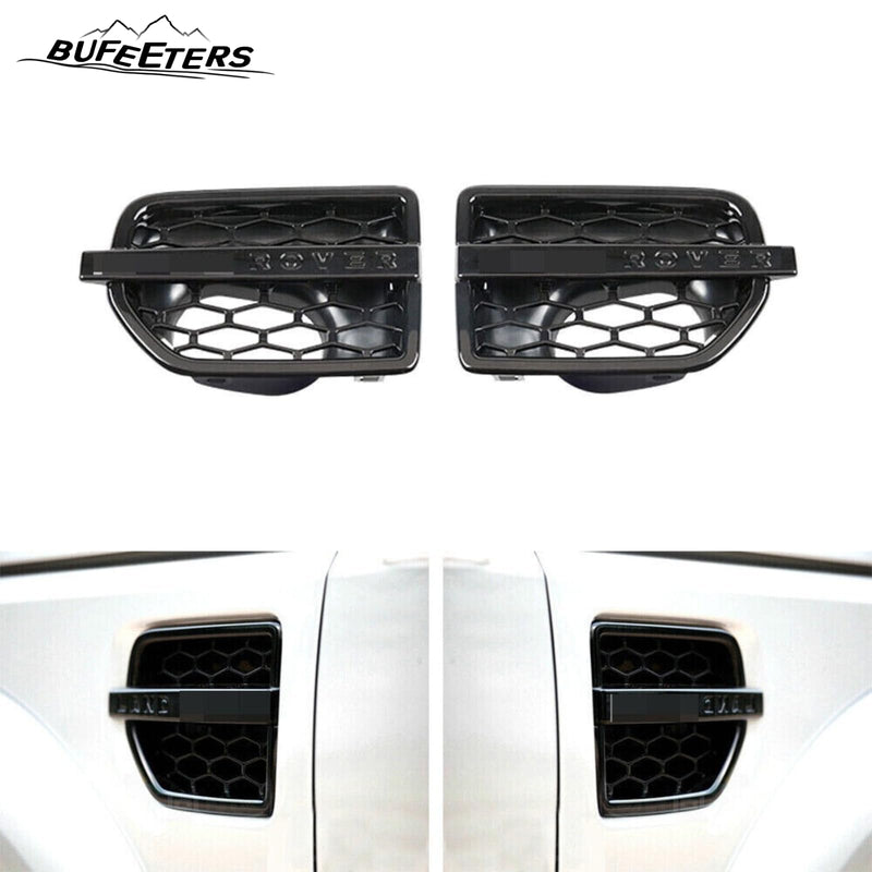 BUFEETERS 3Pcs Front Side Grille Vent Mesh Bar Trim Fit For 2014 2015 2016 Discovery 4 LR4,Mesh Style,Full Gloss Black