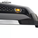 BUFEETERS  Front Upper Hood Scoop With Small Lights Fit For Toyota Tundra 2014 2015 2016 2017 2018 2019 2020 2021,Gloss Black