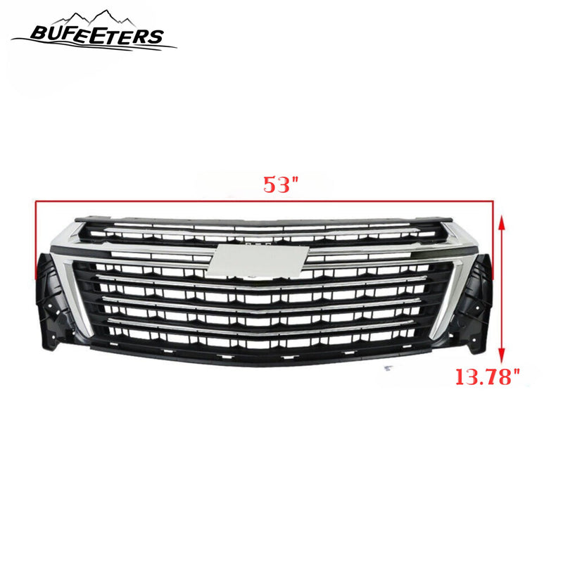 BUFEETERS  Front Bumper Upper Grille Chrome Surround Fit For 2022 2023 Chevy Chevrolet Traverse,Horizontal Billet Style,Chrome&Black
