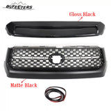 BUFEETERS  Front Grille Grill & Hood Bulge  Fit For 2014 2015 2016 2017 2018 2019 2020 Toyota Tundra,Honeycomb Style,Gloss Black&Matte Black