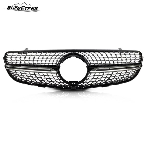 BUFEETERS  Front Bumper Upper Grille Fit For 2016 2017 2018 2019 Mercedes Benz X253 GLC250 GLC300 GLC350,Diamond Style,Chrome&Black