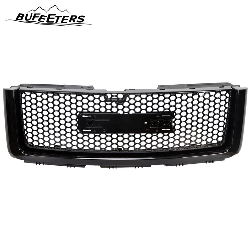BUFEETERS Front Bumper Upper Grille Fit For 2007 2008 2009 2010 2011 2012 2013 GMC Sierra 1500,Denali Style,Gloss Black