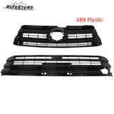 BUFEETERS Front Upper and Lower Grille w/O Camera Hole Fit For 2017 2018 2019 Toyota Highlander,Factory Style,Gloss Black