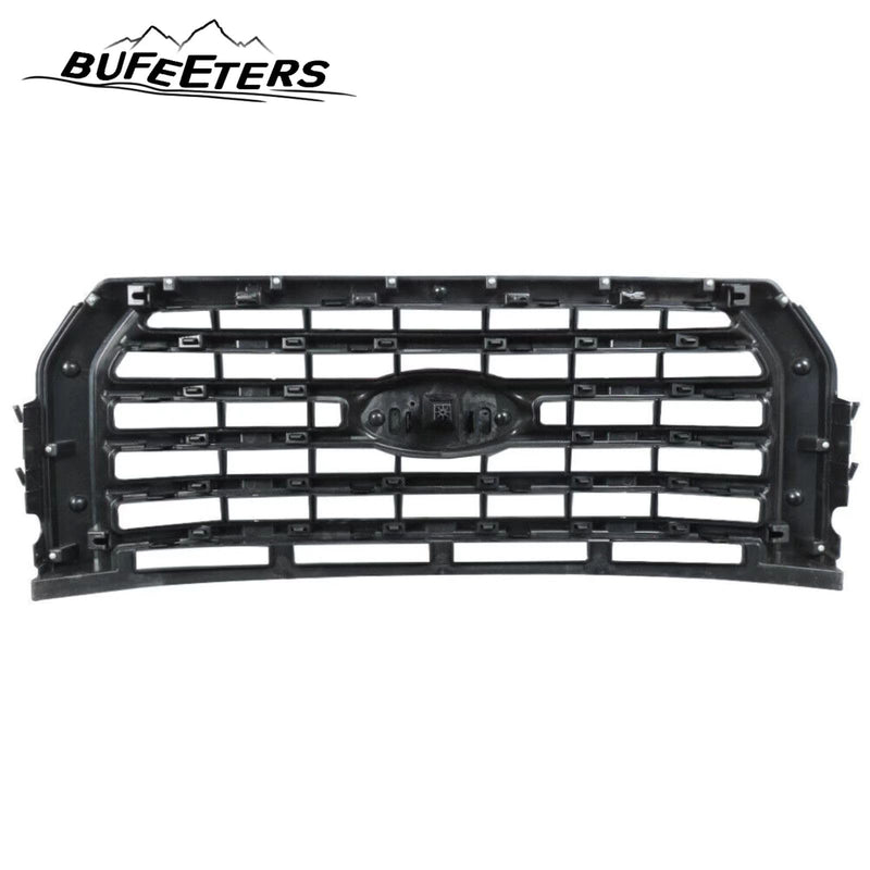 BUFEETERS  Front Bumper Upper Grille Fit For 2015 2016 2017 Ford F150,Horizontal Billet Style,Gloss Black