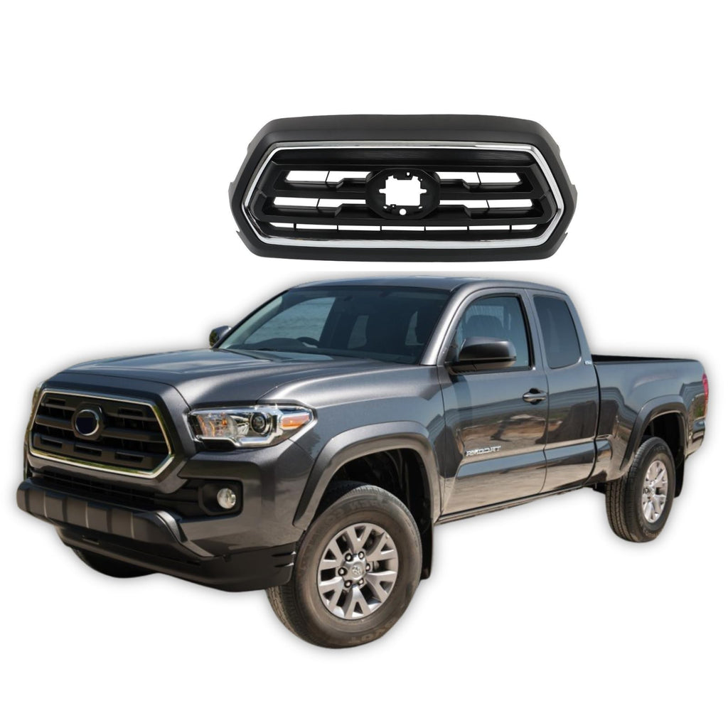 BUFEETERS Front Bumper Upper Grille Fit For 2018 2019 2020 2021 2022 Toyota Tacoma,Chrome&Black