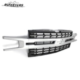 BUFEETERS Front Bumper Upper Grille Fit For 2019 2020 2021 Chevy Silverado 1500,Factory Style,WA636R Silver lce Metallic&Matte Black