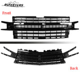 BUFEETERS Front Bumper Upper Grille Assembly Fit For 2019 2020 2021 Chevy Silverado 1500,LTZ Style/Horizontal Billet Style,Gloss Black