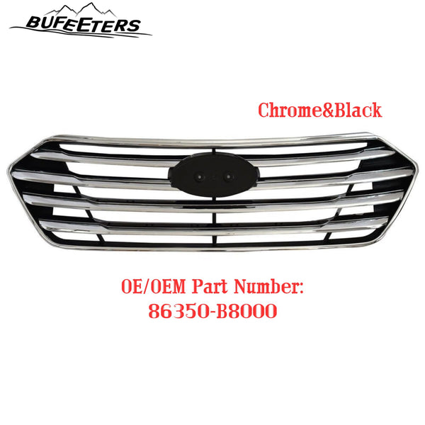 BUFEETERS    Front Bumper Upper Grille Fit For 2013 2014 2015 2016 Hyundai Santa Fe GLS Limited 3.3L 7 Seat,Factory Style,Chrome&Black