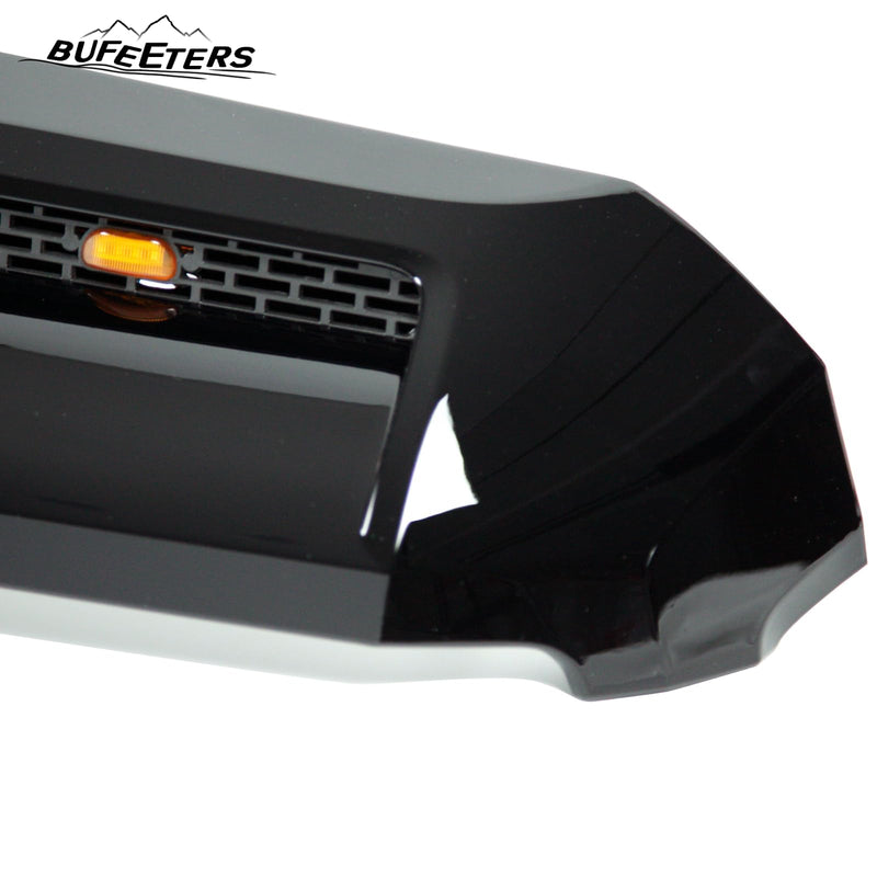 BUFEETERS  Front Upper Hood Scoop With Small Lights Fit For Toyota Tundra 2014 2015 2016 2017 2018 2019 2020 2021,Gloss Black