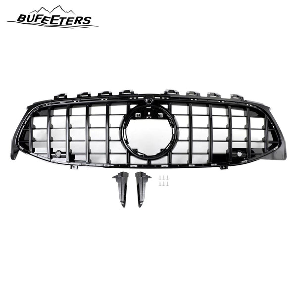 BUFEETERS  Front Bumper Upper Grille Fit For 2020 2021 2022 2023 2024 Mercedes Benz CLA Class W118 C118 ,GTR Style,Gloss Black