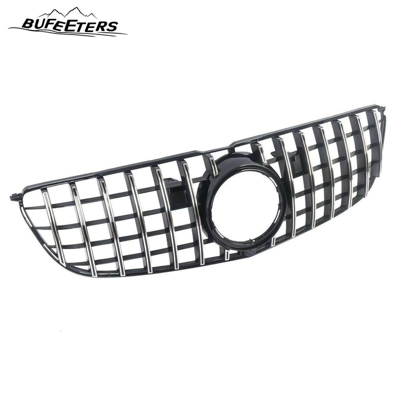 BUFEETERS  Front Bumper Upper Grille W/Camera Hole Fit For 2016 2017 2018 2019 Mercedes-Benz X166 GLS-Class,GT R Style,Chrome&Black