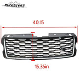 BUFEETERS Front Bumper Upper Grille Fit For 2013 2014 2015 2016 2017 Land Rover Range Rover Vogue L405,Mesh Style,Chrome&Black