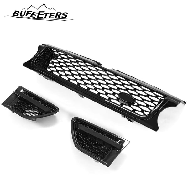 BUFEETERS  Grille Air Side Vent Set Fit For Range Rover Sport L320 2010 2011 2012 2013,Honeycomb Style,Gloss Black