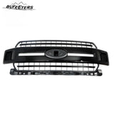 BUFEETERS  Front Bumper Upper Grille Fit For 2018 2019 2020 Ford F-150 XLT XL,Horizontal Bar Style,Gloss Black