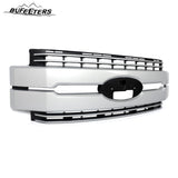 BUFEETERS Front Bumper Upper Grille Fit For 2017 2018 2019 F-250 F-350 F-450 F-550 Super Duty,Lariat Style,UX Ingot Silver&Matte Black