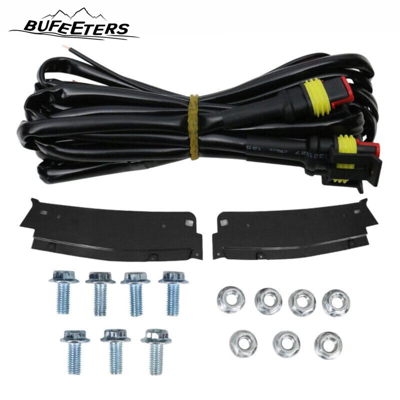 BUFEETERS Front Bumper Upper Grille W/ LED Light Fit For 2011 2012 2013 2014 GMC Sierra 2500HD 3500HD Matte Black