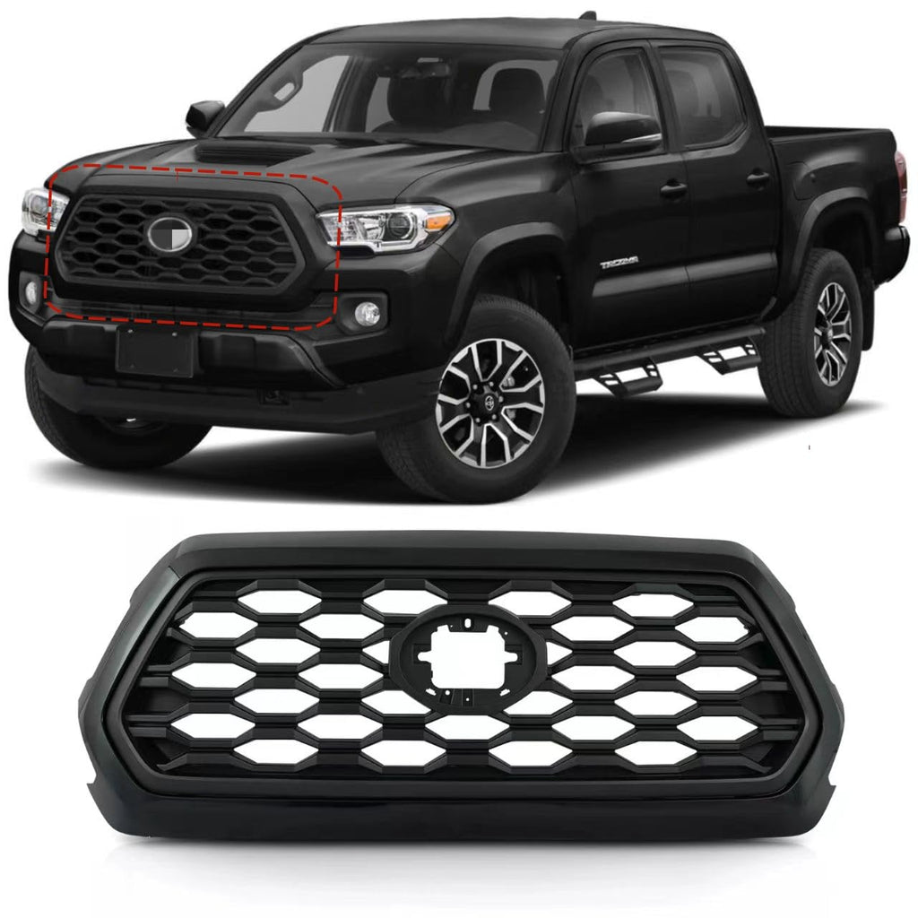 BUFEETERS   Front Bumper Grille W/Gloss Black Grill Insert Fit For 2016 2017 2018 2019 2020 2021 2022 2023  Toyota Tacoma TRD,Honeycomb Style