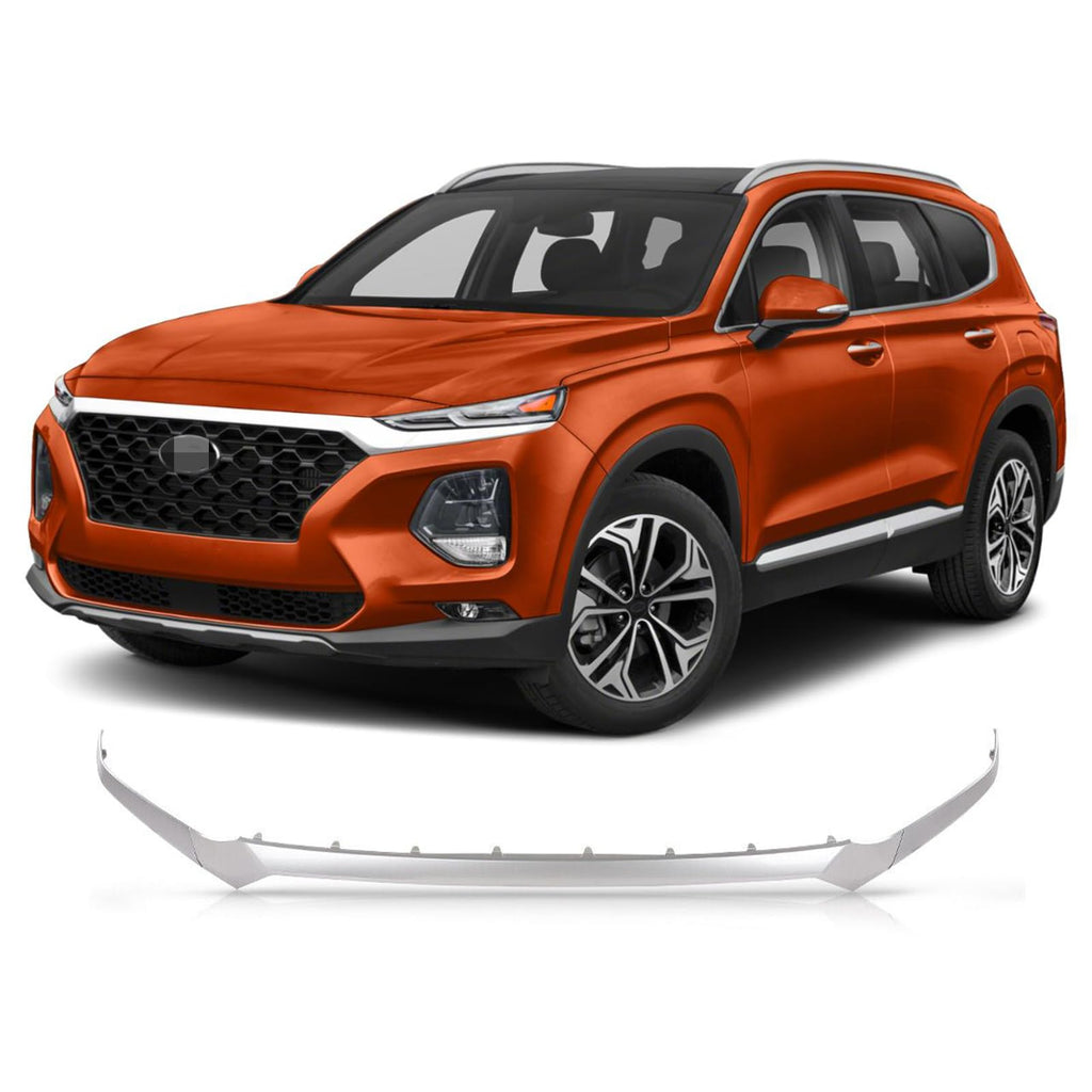 BUFEETERS   3PCS Front Bumper Grille Molding Hood Trim Fit For 2019 2020 Hyundai Santa Fe,Factory Style,Silver