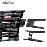 BUFEETERS Front Bumper Upper Grille Fit For 2019 2020 2021 Chevy Silverado 1500,LT Style/Horizontal Billet Style,WA130X Red Hot&Matte Black
