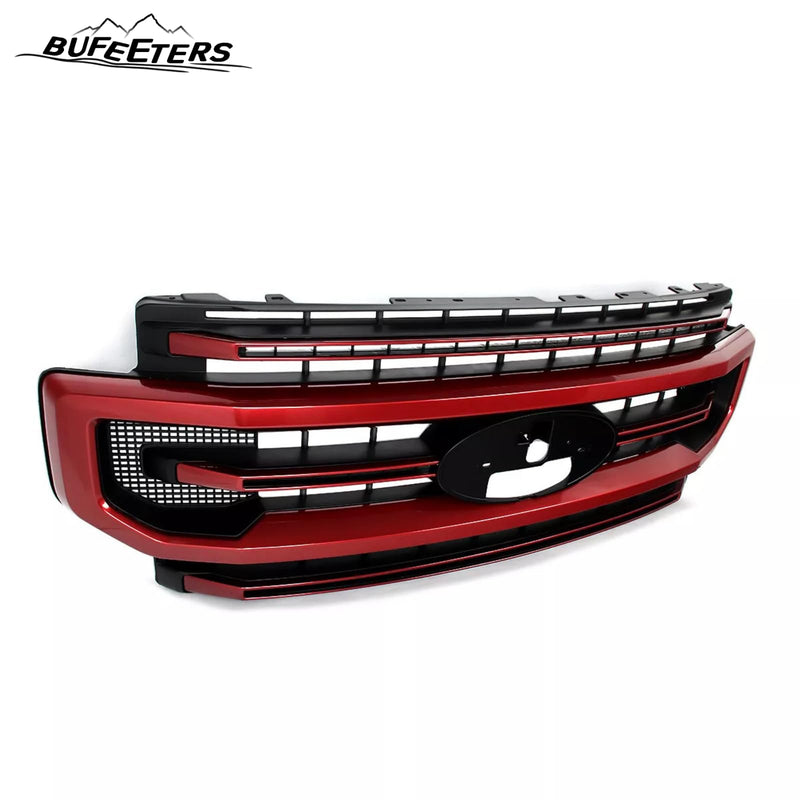 BUFEETERS Front Bumper Upper Grille Fit For 2020 2021 2022 F-250 F-350 F-450 F-550 Super Duty,Platinum Style,D4-Rapid Red&Matte Black