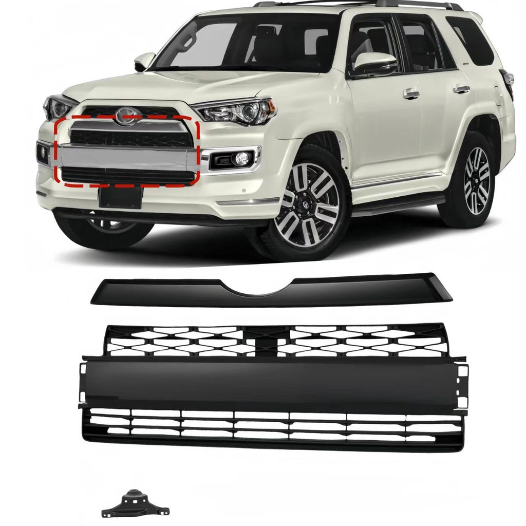 BUFEETERS Front Bumper Grill Black Molding Grille Trim Fit For 2014 2015 2016 2017 2018 2019 2020 Toyota 4Runner Limited,Factory Style