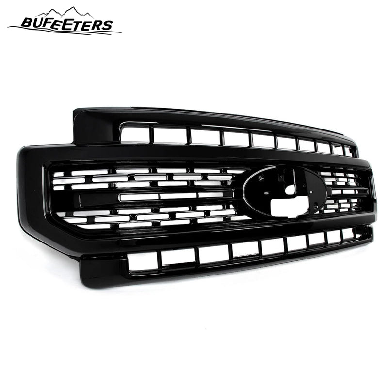 BUFEETERS Front Bumper Upper Grille Fit For 2020 2021 2022 F-250 F-350 F-450 F-550 Super Duty,Lariat Sport Style,Gloss Black