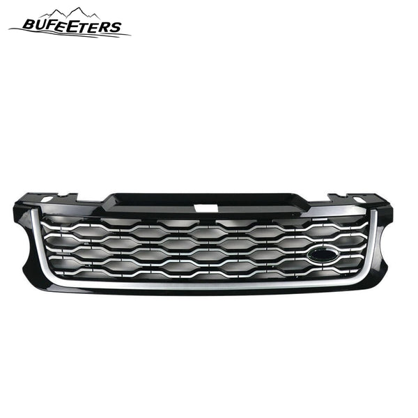 BUFEETERS  Front Bumper Upper Grille Fit For 2014 2015 2016 2017 Land Rover Range Rover Sport L494,Honeycomb Style,Black&sliver