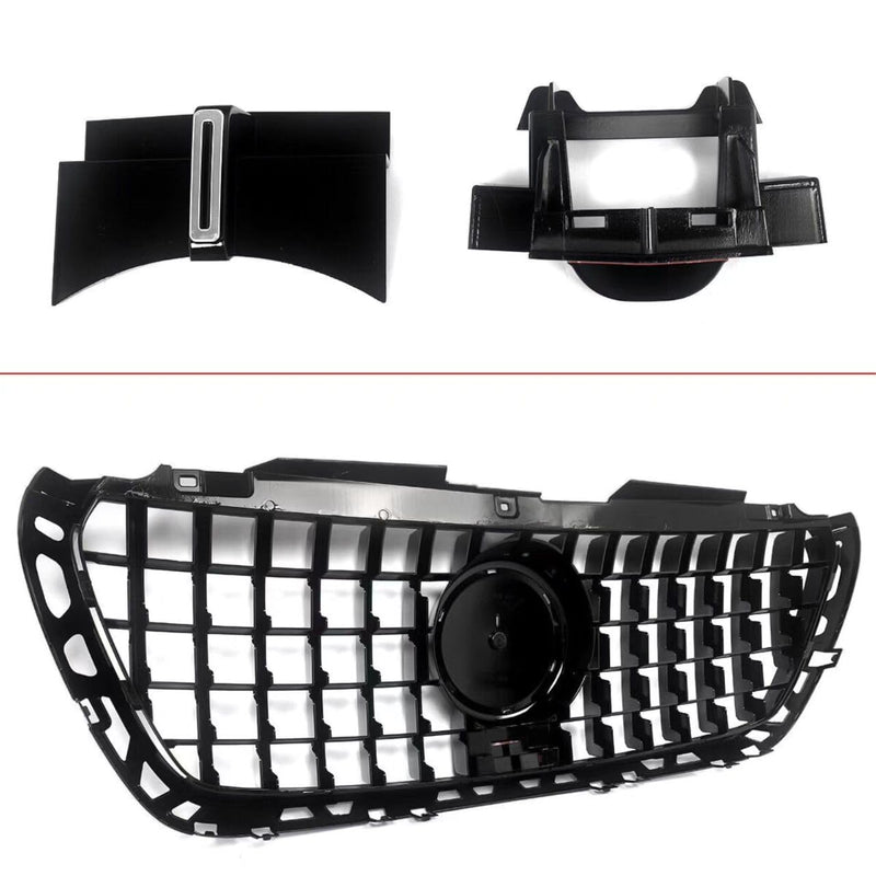 BUFEETERS  Front Bumper Upper Grille Fit For Mercedes Benz Sprinter W907 W910 2018 2019 2020 2021 2022 2023,GT Style,Chrome&Black