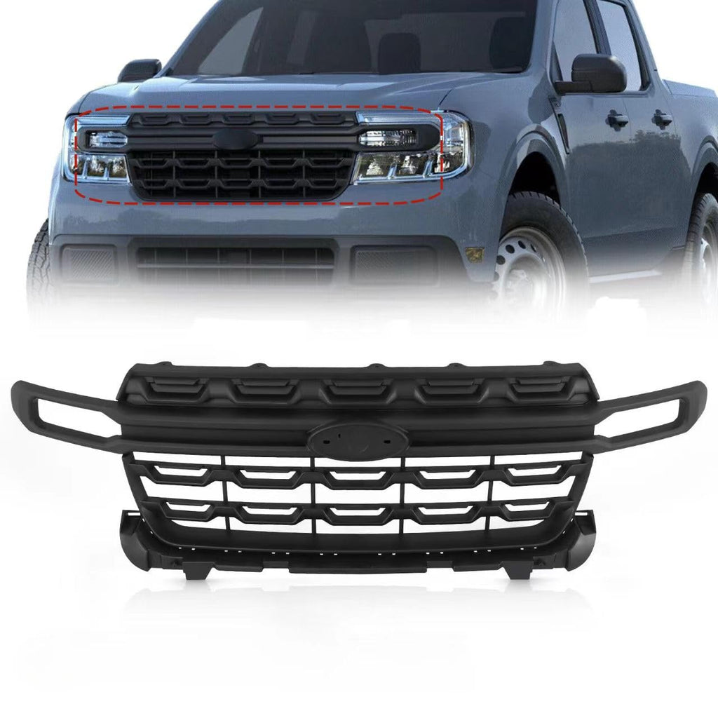 BUFEETERS Front Bumper Upper Grille Assembly Fit For 2022 2023 2024 Ford Maverick,Factory Style,Matte Black