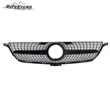 BUFEETERS   Front Bumper Upper Grille W/o Camera Hole Fit For 2012 2013 2014 2015 Benz W166 ML-Class Facelift,Diamond Style,Gloss Black