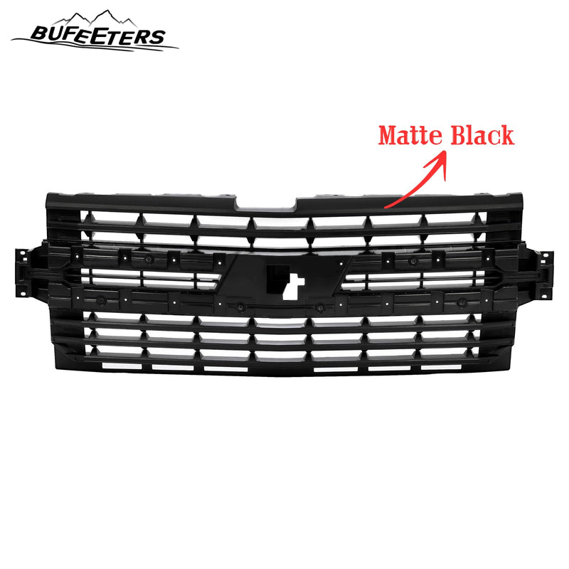 BUFEETERS Front Bumper Upper Grille Fit For 2019 2020 2021 2022 Chevy Silverado 1500,Horizontal Billet Style,Gloss Black&Matte Black