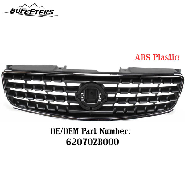 BUFEETERS Front Bumper Upper Grille Assembly Fit For 2005 2006 Nissan Altima,Factory Style,Chrome Shell Painted Dark Gray Insert
