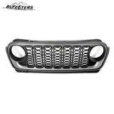 BUFEETERS  Front Bumper Upper Grille w/O Camera Hole Fit For 2018 2019 2020 2021 2022 2023 2024 Jeep Wrangler JL Gladiator JT,Rubicon Style,Matte Black&Billet Silver Metallic