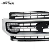BUFEETERS Front Bumper Upper Grille Fit For 2020 2021 2022 F-250 F-350 Super Duty,Platinum Style,JS Iconic Silver&Black