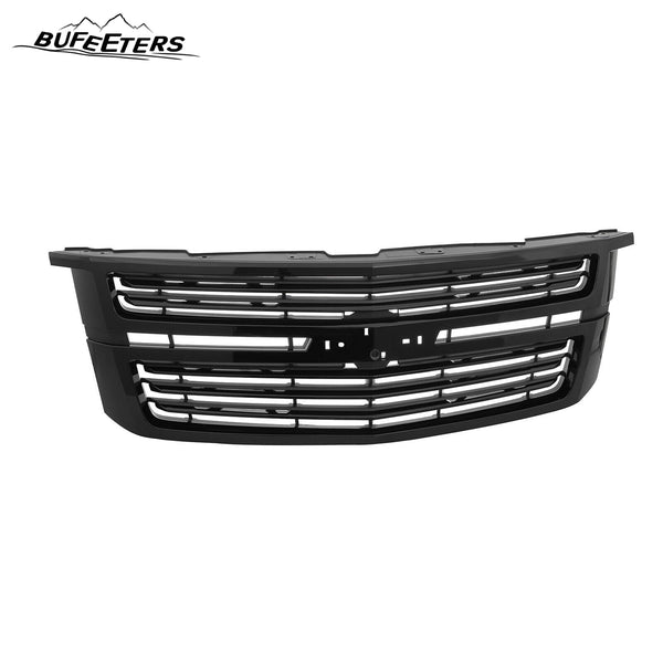 BUFEETERS Front Bumper Upper Grille Fit For 2015 2016 2017 2018 2019 2020 Chevrolet Tahoe,Mesh Style,Gloss Black