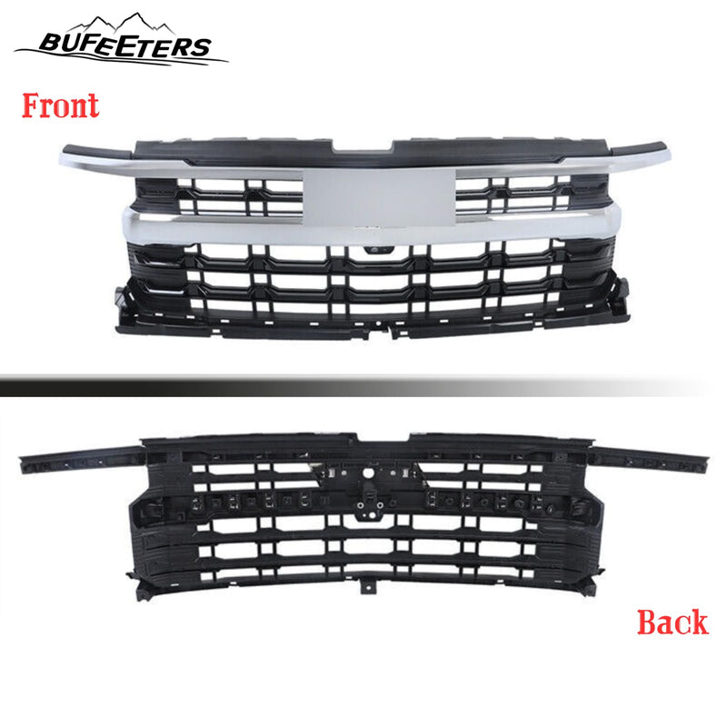 BUFEETERS Front Bumper Upper Grille Fit For 2022 2023 2024 Chevy Silverado 1500,Horizontal Billet Style,Chrome&Black